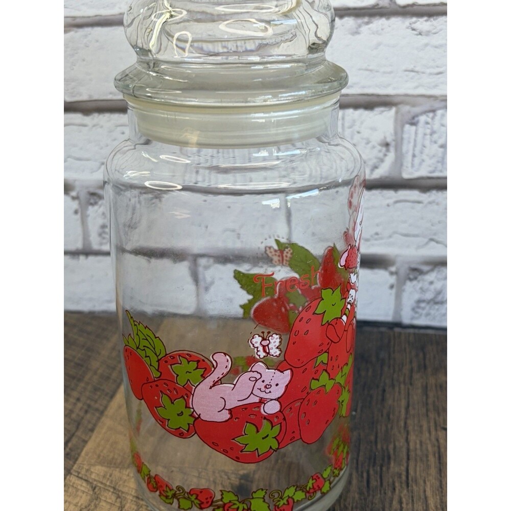 Strawberry Shortcake Glass Canister Jar & Lid 8.5” 1980 Vintage Mint - Picture 6 of 11